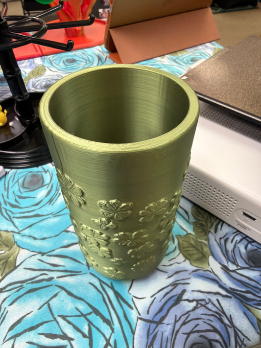 Shamrock and Flowers Vase Container