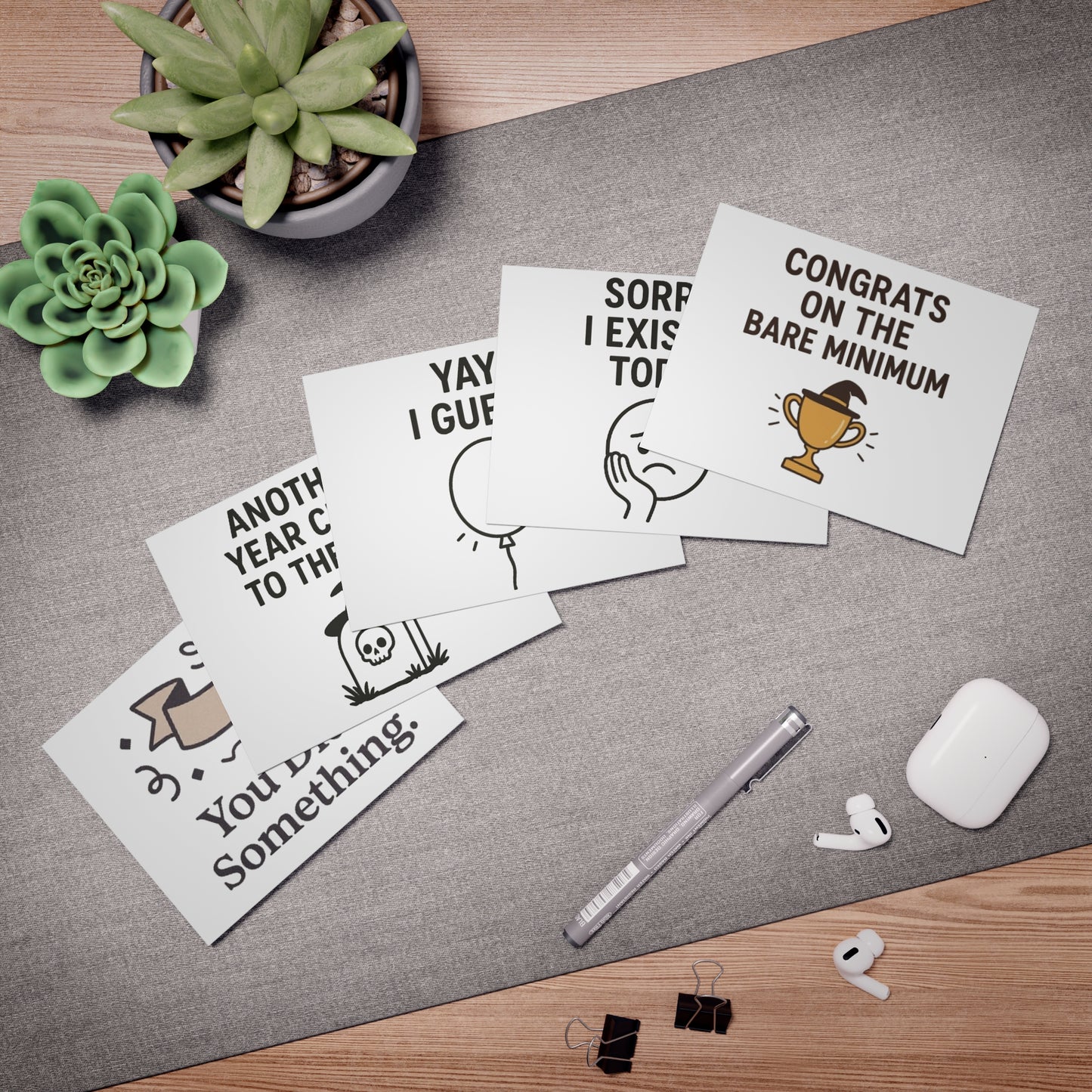 Greeting Cards - Dry Witty Punny Anti Celebration (5-Pack)