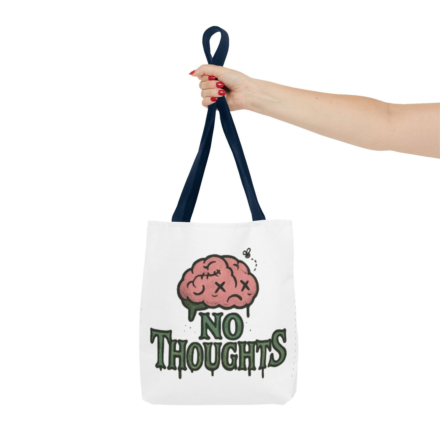 Funny No Thoughts Tote Bag, Quirky Tote for School, Shopping, Gifts, Brain Humor, AOP Design