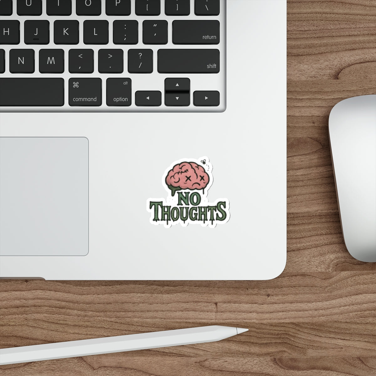Quirky Brain Die-Cut Stickers, Fun Decor for Laptops, Water Bottles, Gift for Students, No Thoughts Design