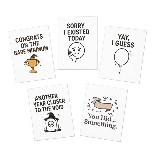 Greeting Cards - Dry Witty Punny Anti Celebration (5-Pack)