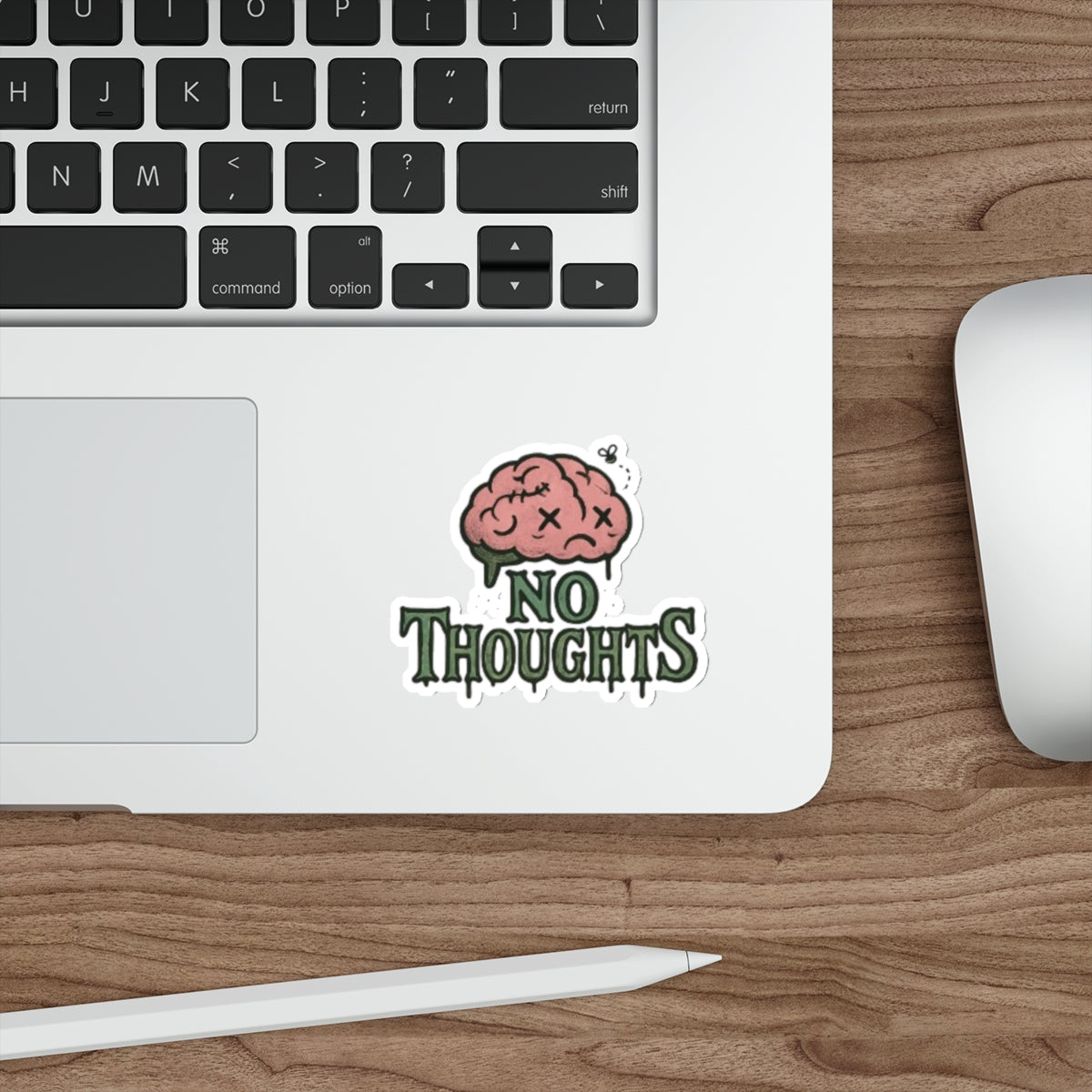 Quirky Brain Die-Cut Stickers, Fun Decor for Laptops, Water Bottles, Gift for Students, No Thoughts Design