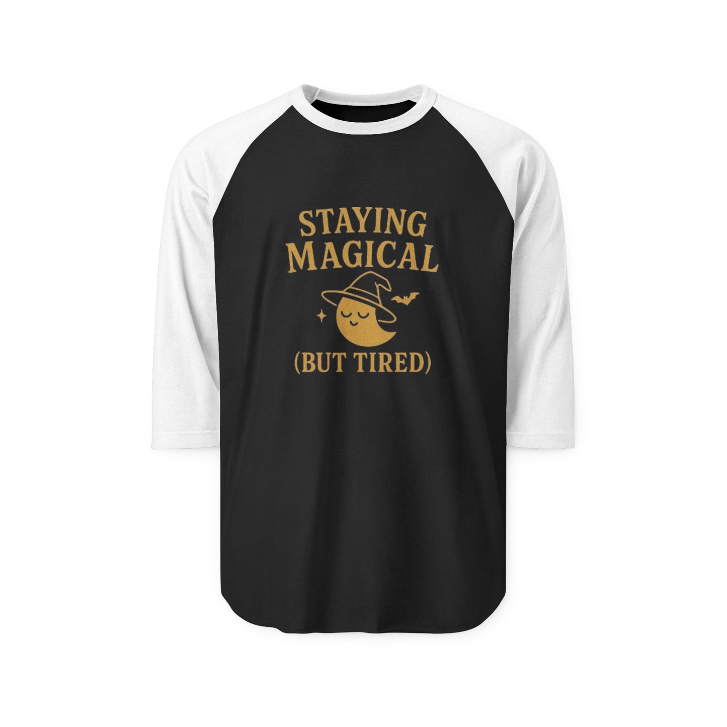 Unisex Magical Raglan Tee - Staying Magical (But Tired) Shirt, Halloween Costume, Witch Apparel, Gift for Her, Casual Style
