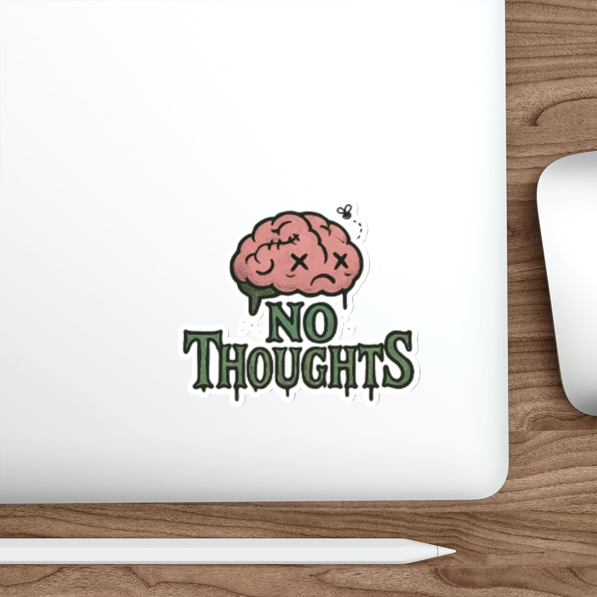 Quirky Brain Die-Cut Stickers, Fun Decor for Laptops, Water Bottles, Gift for Students, No Thoughts Design