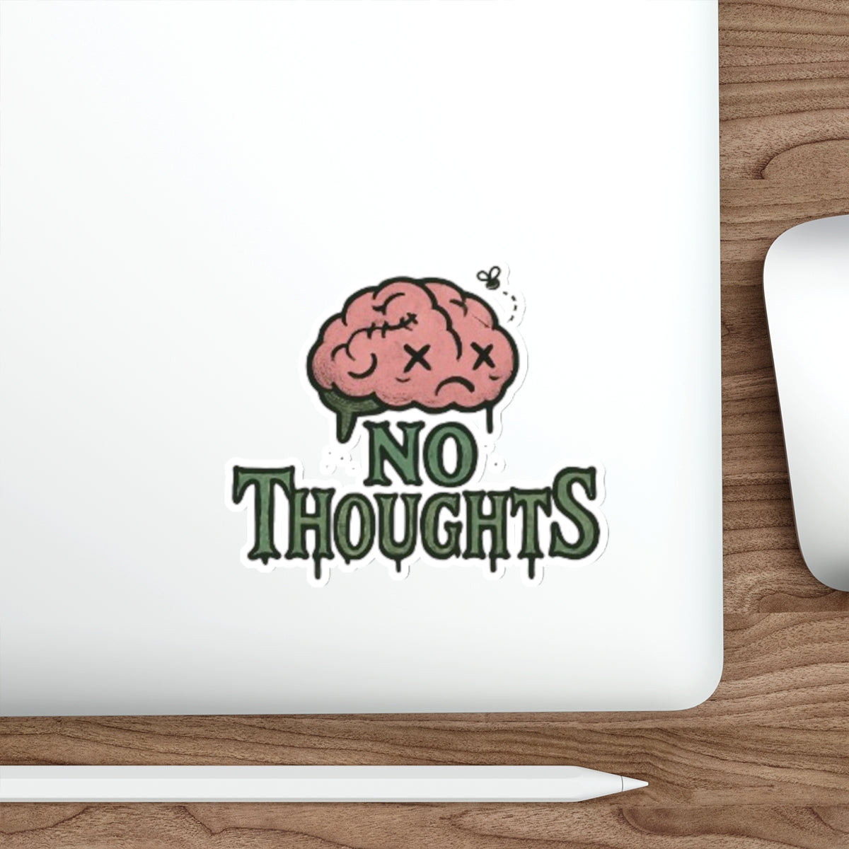 Quirky Brain Die-Cut Stickers, Fun Decor for Laptops, Water Bottles, Gift for Students, No Thoughts Design