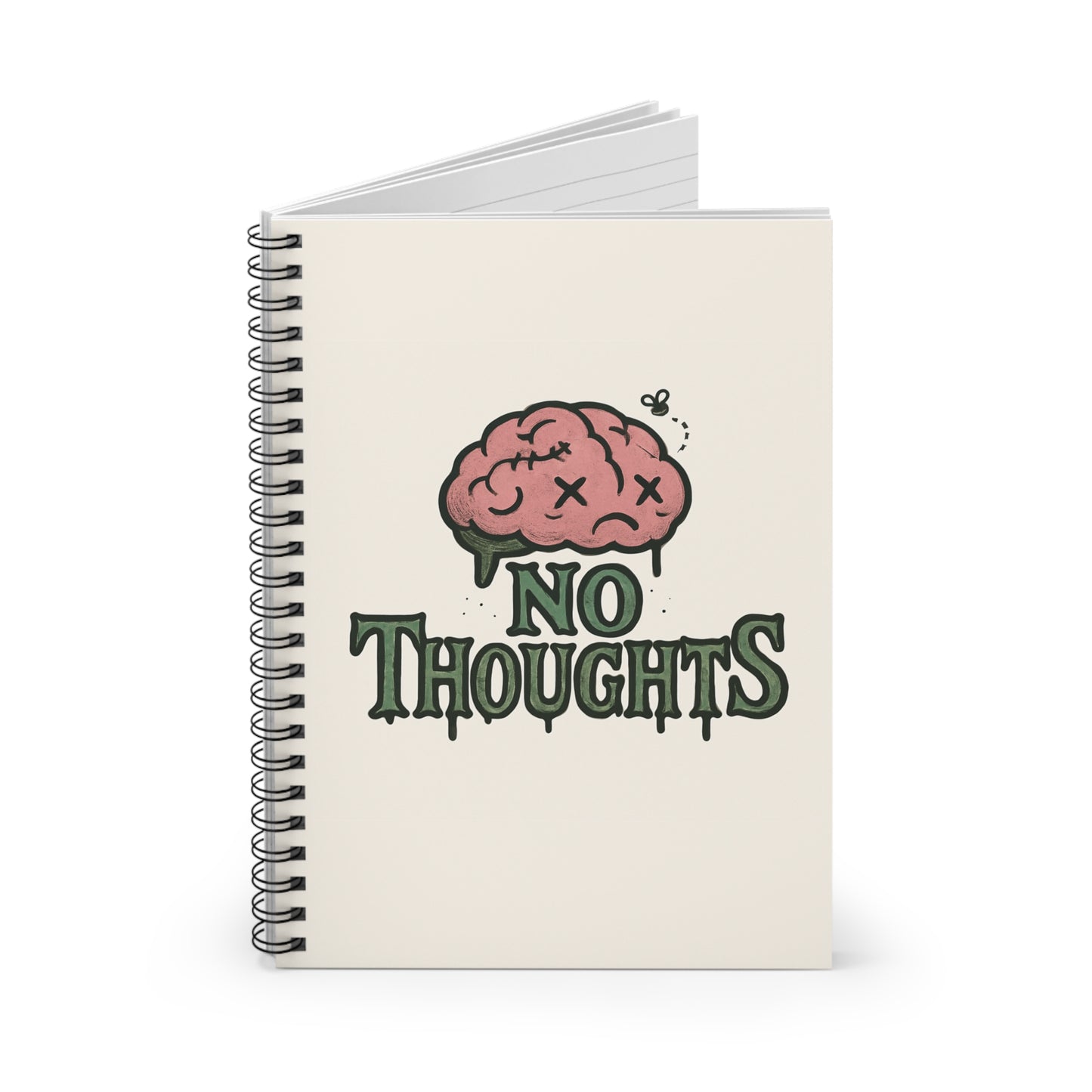 No Thoughts Spiral Notebook - Ruled Line, Funny Journal, Cute Gift for Students, Humor Writing Pad, Mental Health Awareness Diary