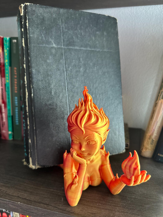 Fire Spirit Book Holder – Fantasy Shelf Display for Books up to 1.5” Thick