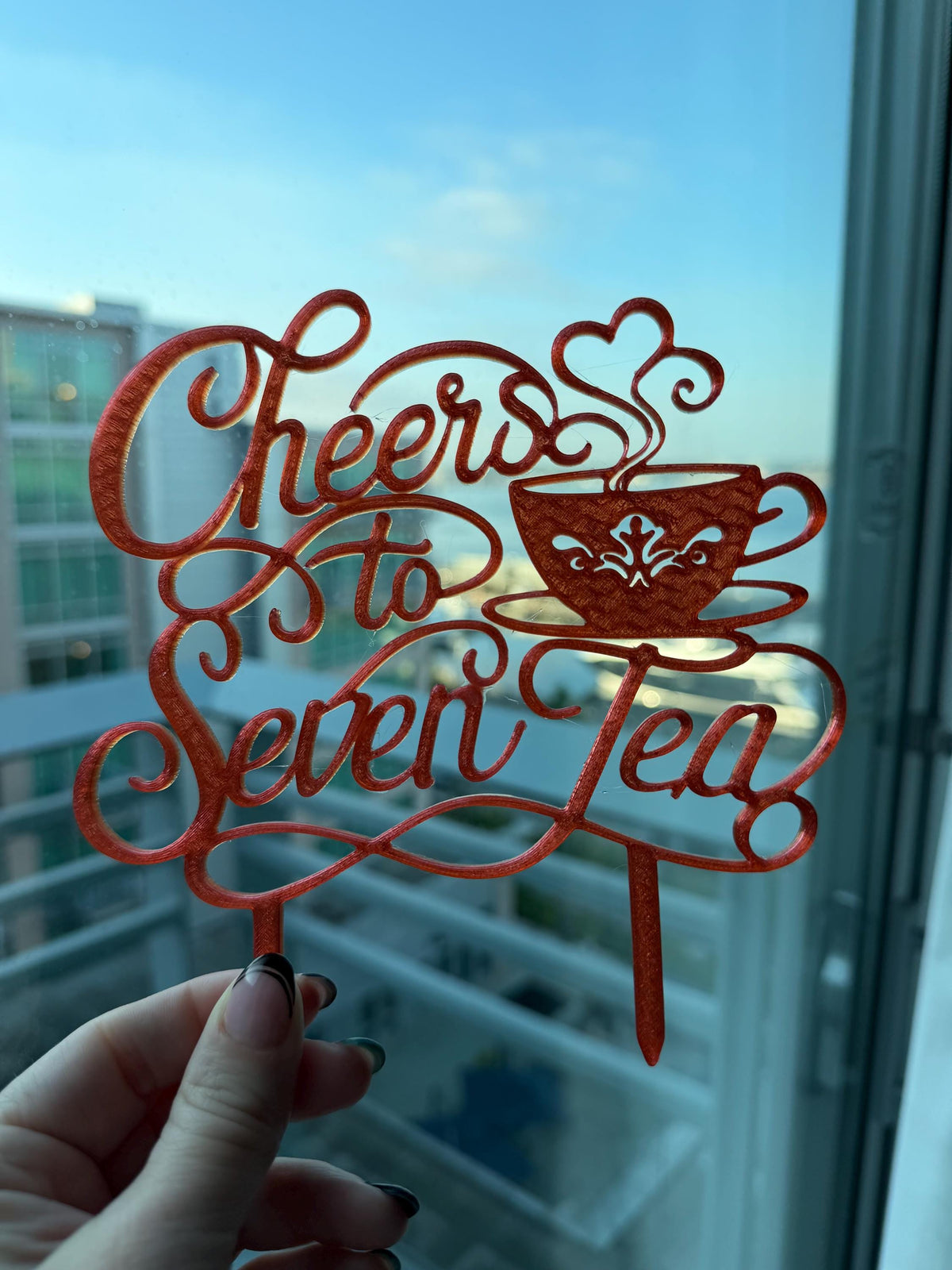 Cheers to Seven-Tea 70th Birthday Cake Topper | Tea Party Themed